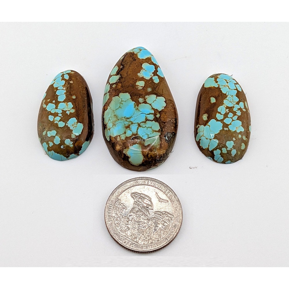 Authentic No. 8 Mine Turquoise RARE 100 Carats Spiderweb Matrix Nevada USA Gem * - Picture 4 of 10